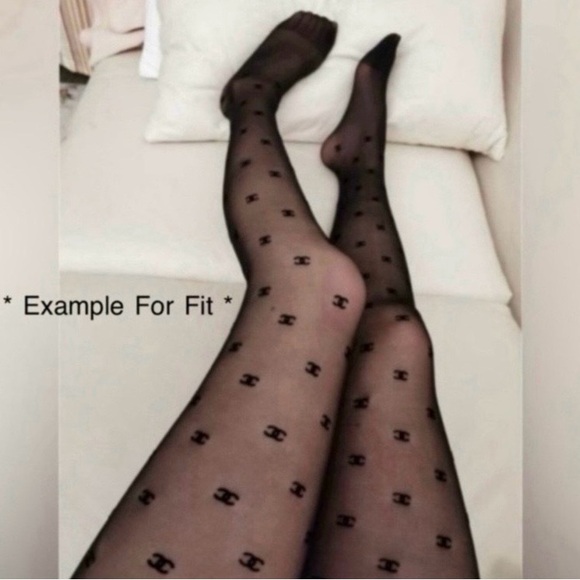 Luxury Chanel Print Stockings Tights Pantyhose - Picture 2 of 3